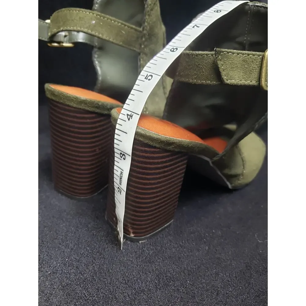 MIA Dark Army Green Block 4'' Heel Adjustable Sandal Strap High Heel Shoes